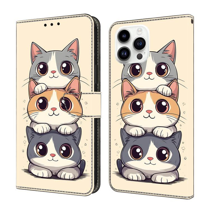 Funda para teléfono de cuero vegano pintado con efecto cristal, For iPhone 15 Pro Max, For iPhone 15 Pro, For iPhone 14 / 13, For iPhone 14 Pro, For iPhone 11
