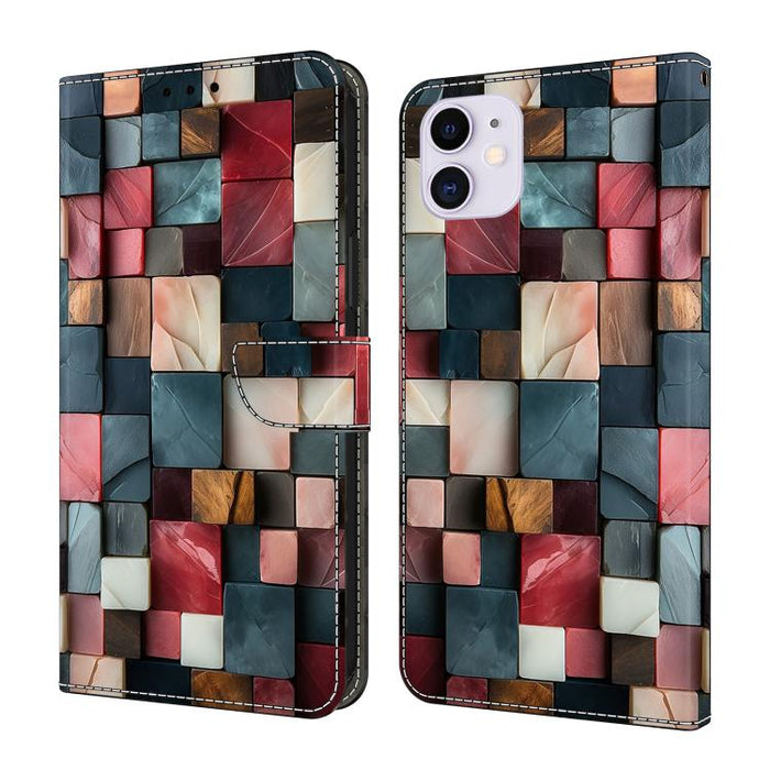 Funda para teléfono de cuero vegano pintado con efecto cristal, For iPhone 15 Pro Max, For iPhone 15 Pro, For iPhone 14 / 13, For iPhone 14 Pro, For iPhone 11