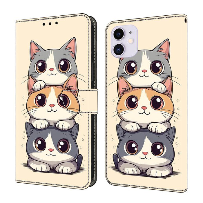 Funda para teléfono de cuero vegano pintado con efecto cristal, For iPhone 15 Pro Max, For iPhone 15 Pro, For iPhone 14 / 13, For iPhone 14 Pro, For iPhone 11