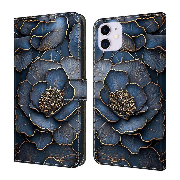 Funda para teléfono de cuero vegano pintado con efecto cristal, For iPhone 15 Pro Max, For iPhone 15 Pro, For iPhone 14 / 13, For iPhone 14 Pro, For iPhone 11