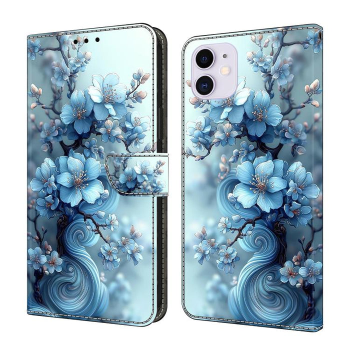 Funda para teléfono de cuero vegano pintado con efecto cristal, For iPhone 15 Pro Max, For iPhone 15 Pro, For iPhone 14 / 13, For iPhone 14 Pro, For iPhone 11