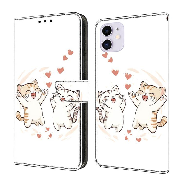 Funda para teléfono de cuero vegano pintado con efecto cristal, For iPhone 15 Pro Max, For iPhone 15 Pro, For iPhone 14 / 13, For iPhone 14 Pro, For iPhone 11