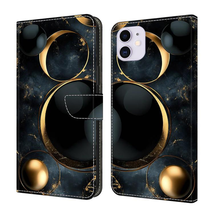 Funda para teléfono de cuero vegano pintado con efecto cristal, For iPhone 15 Pro Max, For iPhone 15 Pro, For iPhone 14 / 13, For iPhone 14 Pro, For iPhone 11