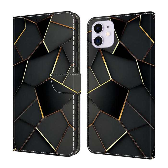 Funda para teléfono de cuero vegano pintado con efecto cristal, For iPhone 15 Pro Max, For iPhone 15 Pro, For iPhone 14 / 13, For iPhone 14 Pro, For iPhone 11