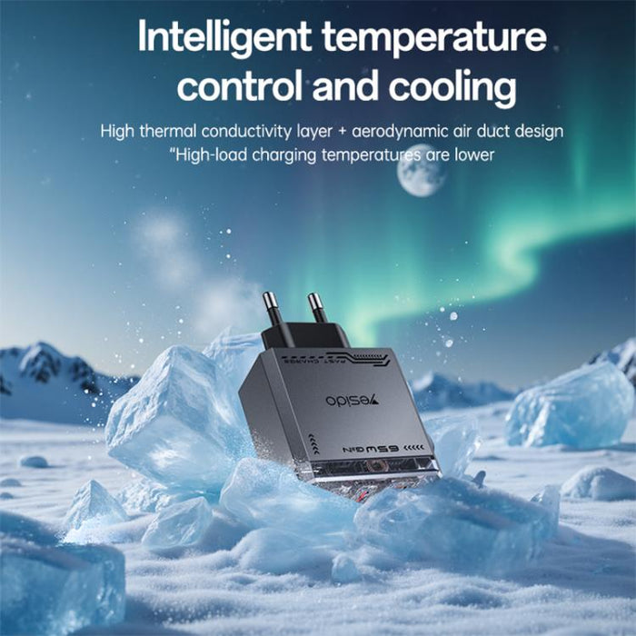 Cargador rápido de tres puertos Yesido YC101 de 65 W con tecnología Mecha GaN, YC101