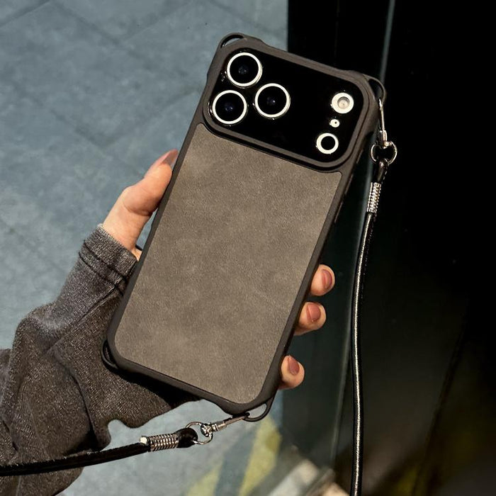 Funda para teléfono de piel sintética con orificios finos y resistente a los golpes, con correa cruzada de PU., For iPhone 17 Pro Max, For iPhone 17 Pro