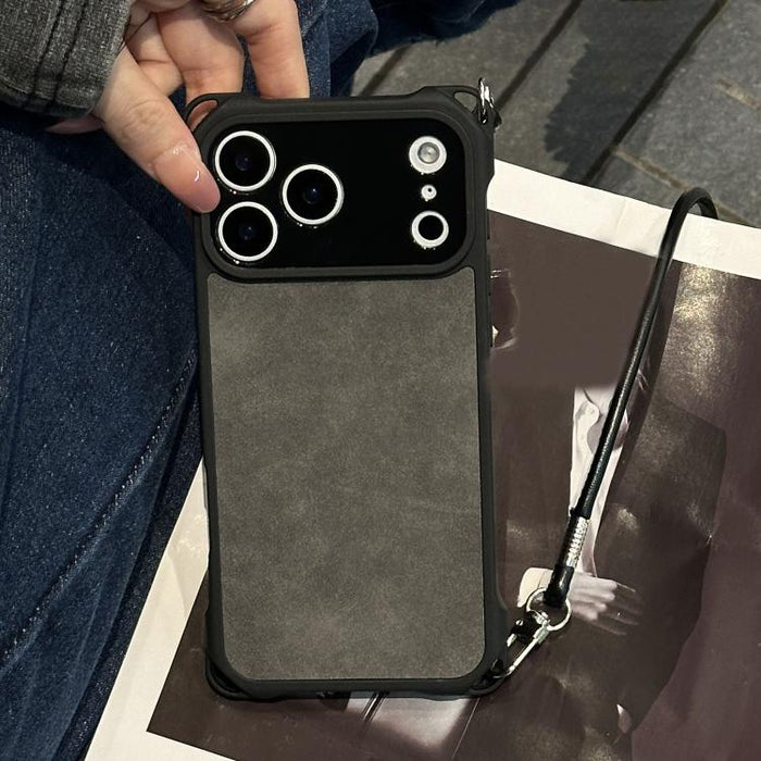Funda para teléfono de piel sintética con orificios finos y resistente a los golpes, con correa cruzada de PU., For iPhone 17 Pro Max, For iPhone 17 Pro