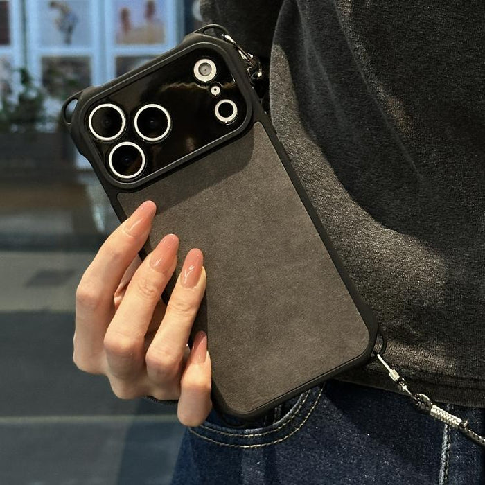 Funda para teléfono de piel sintética con orificios finos y resistente a los golpes, con correa cruzada de PU., For iPhone 17 Pro Max, For iPhone 17 Pro