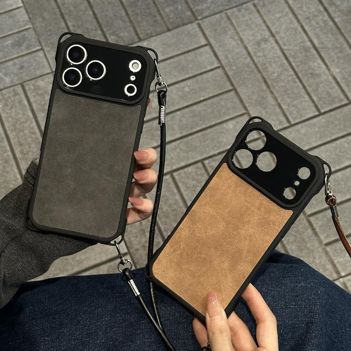 Funda para teléfono de piel sintética con orificios finos y resistente a los golpes, con correa cruzada de PU., For iPhone 17 Pro Max, For iPhone 17 Pro