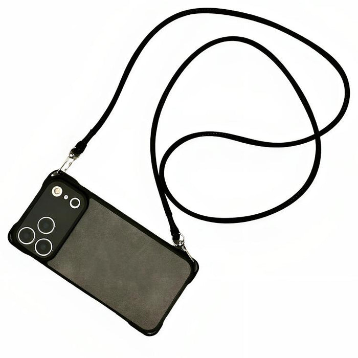Funda para teléfono de piel sintética con orificios finos y resistente a los golpes, con correa cruzada de PU., For iPhone 17 Pro Max, For iPhone 17 Pro