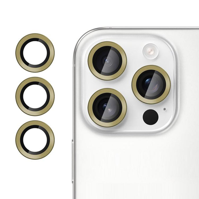 Película protectora de cristal templado ultradelgada Kalebol No Flicker para lentes de cámara individuales, For iPhone 16 Pro / 16 Pro Max