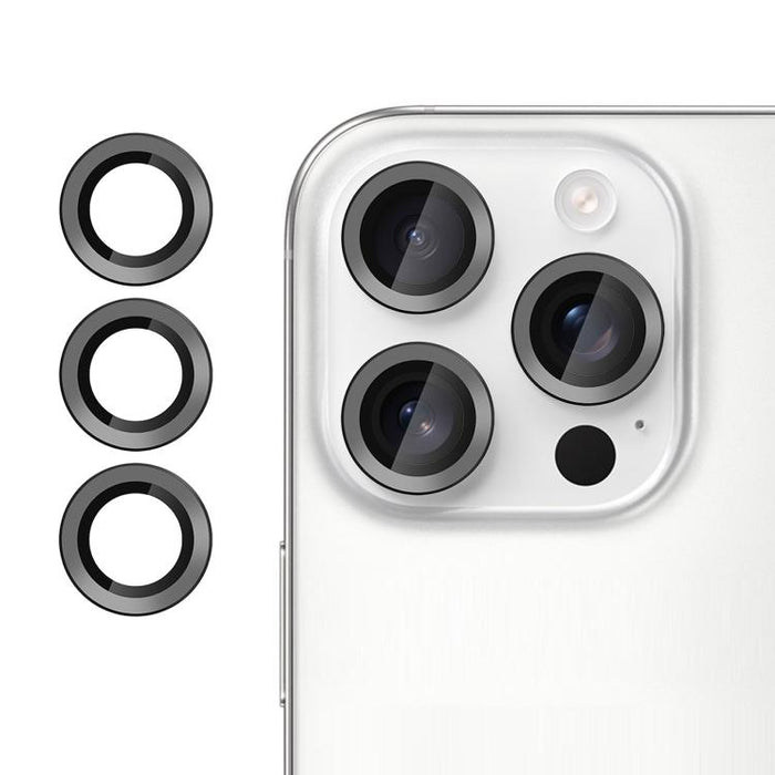 Película protectora de cristal templado ultradelgada Kalebol No Flicker para lentes de cámara individuales, For iPhone 16 Pro / 16 Pro Max