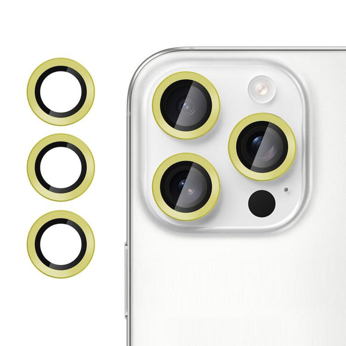 Película protectora de cristal templado ultradelgada Kalebol No Flicker para lentes de cámara individuales, For iPhone 16 Pro / 16 Pro Max