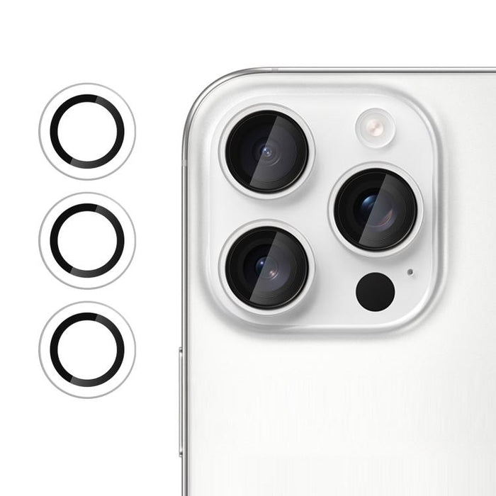 Película protectora de cristal templado ultradelgada Kalebol No Flicker para lentes de cámara individuales, For iPhone 16 Pro / 16 Pro Max