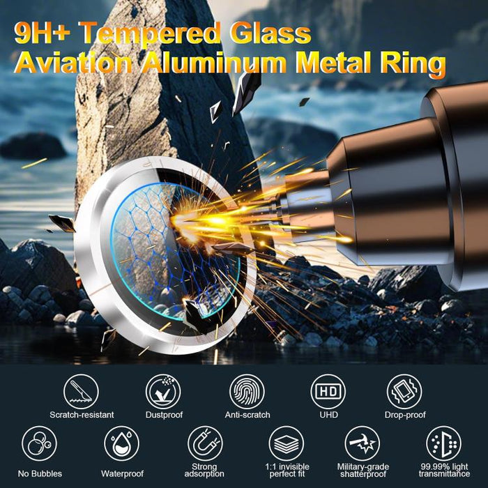 Película protectora de cristal templado ultradelgada Kalebol No Flicker para lentes de cámara individuales, For iPhone 16 Pro / 16 Pro Max
