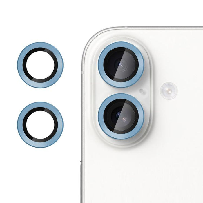 Película protectora de cristal templado ultradelgada Kalebol No Flicker para lentes de cámara individuales, For iPhone 16 / 16 Plus