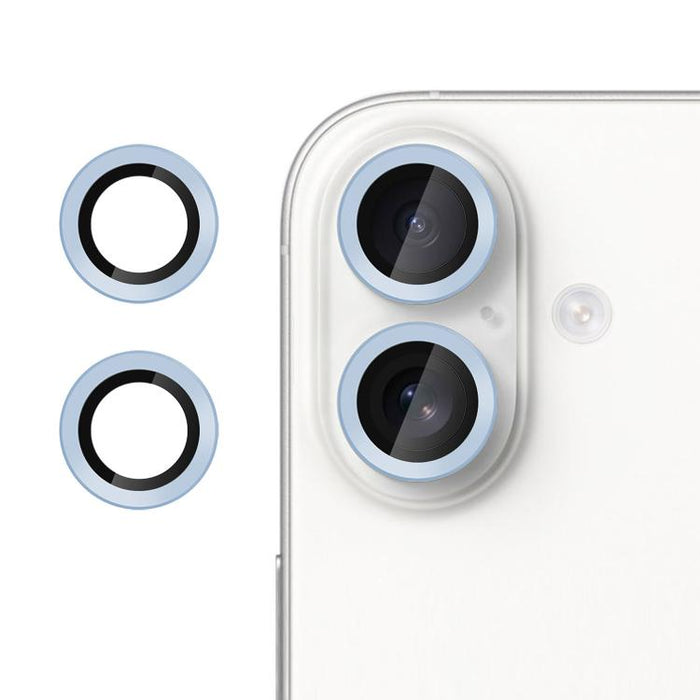 Película protectora de cristal templado ultradelgada Kalebol No Flicker para lentes de cámara individuales, For iPhone 16 / 16 Plus
