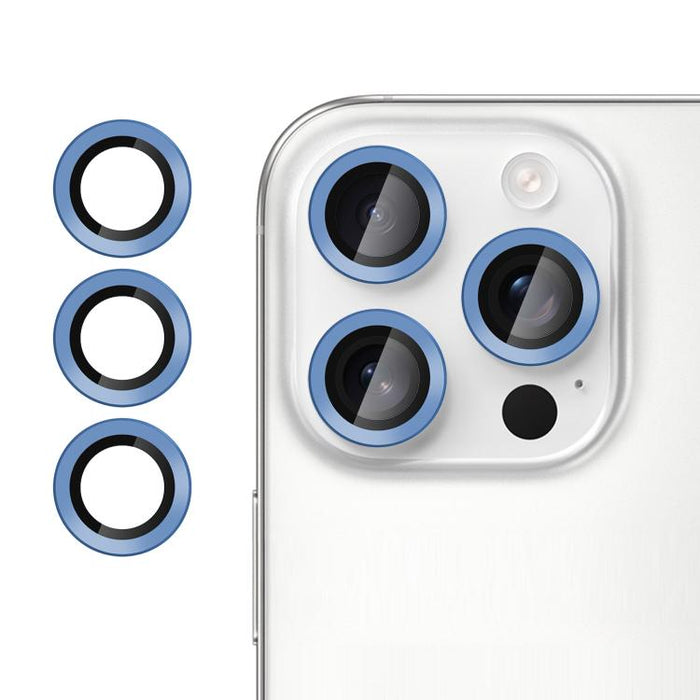 Película protectora de cristal templado ultradelgada Kalebol No Flicker para lentes de cámara individuales, For iPhone 15 Pro / 15 Pro Max