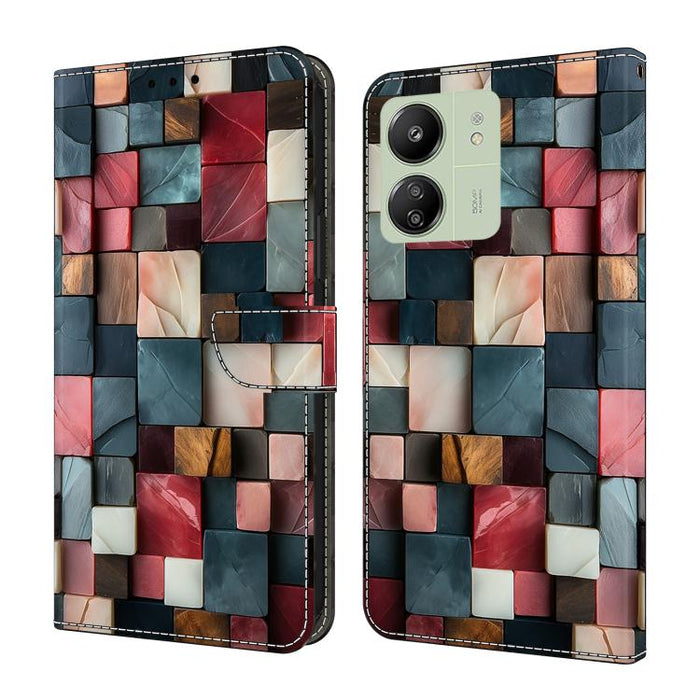Funda para teléfono de cuero vegano pintado con efecto cristal, For Redmi K70E / Poco X6 Pro, For Redmi Note 13 5G, For Redmi Note 13 Pro+, For Redmi Note 13 Pro 5G