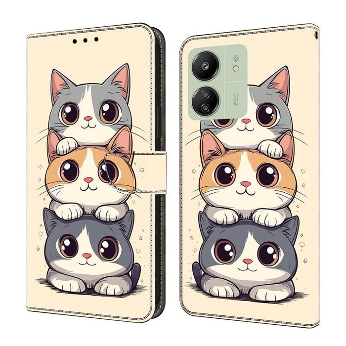 Funda para teléfono de cuero vegano pintado con efecto cristal, For Redmi Note 14 Pro 4G, For Redmi Note 14 4G 163.25mm, For Redmi Note 14 5G, For Redmi Note 14 Pro 5G, For Redmi 14C 4G, For Redmi Note 13 Pro 4G, For Redmi Note 13 4G, For Redmi 13C 4G 5G