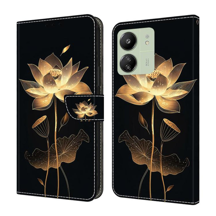 Funda para teléfono de cuero vegano pintado con efecto cristal, For Redmi Note 14 Pro 4G, For Redmi Note 14 4G 163.25mm, For Redmi Note 14 5G, For Redmi Note 14 Pro 5G, For Redmi 14C 4G, For Redmi Note 13 Pro 4G, For Redmi Note 13 4G, For Redmi 13C 4G 5G