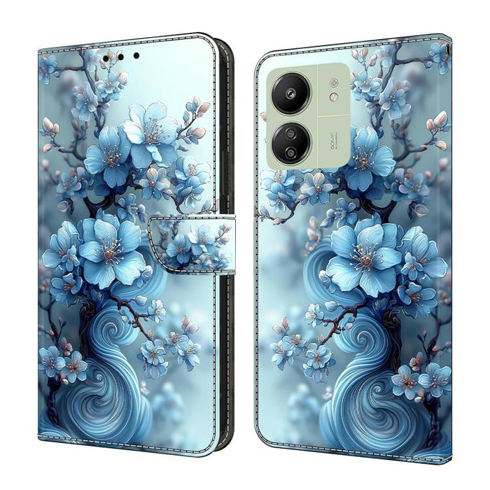 Funda para teléfono de cuero vegano pintado con efecto cristal, For Redmi Note 14 Pro 4G, For Redmi Note 14 4G 163.25mm, For Redmi Note 14 5G, For Redmi Note 14 Pro 5G, For Redmi 14C 4G, For Redmi Note 13 Pro 4G, For Redmi Note 13 4G, For Redmi 13C 4G 5G