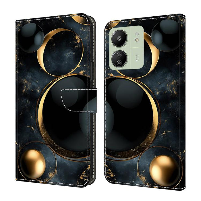 Funda para teléfono de cuero vegano pintado con efecto cristal, For Redmi Note 14 Pro 4G, For Redmi Note 14 4G 163.25mm, For Redmi Note 14 5G, For Redmi Note 14 Pro 5G, For Redmi 14C 4G, For Redmi Note 13 Pro 4G, For Redmi Note 13 4G, For Redmi 13C 4G 5G