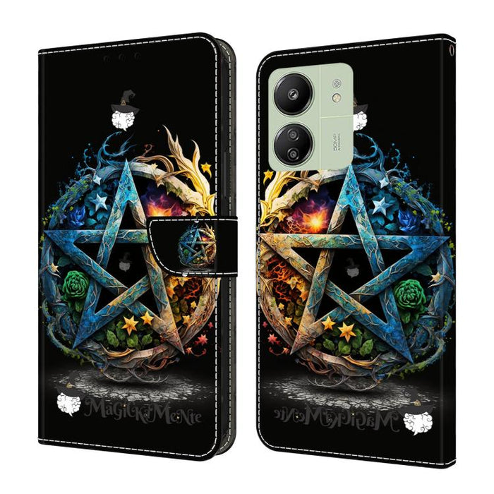 Funda para teléfono de cuero vegano pintado con efecto cristal, For Redmi Note 14 Pro 4G, For Redmi Note 14 4G 163.25mm, For Redmi Note 14 5G, For Redmi Note 14 Pro 5G, For Redmi 14C 4G, For Redmi Note 13 Pro 4G, For Redmi Note 13 4G, For Redmi 13C 4G 5G