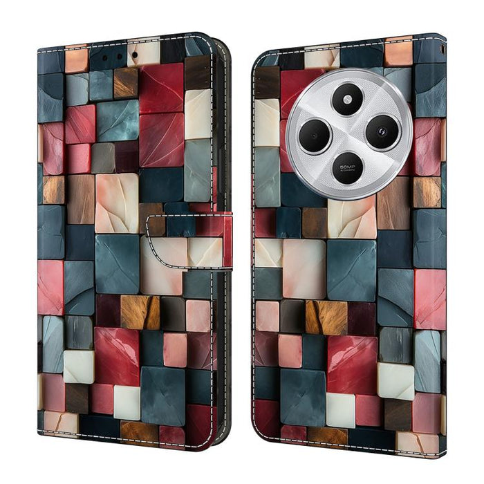 Funda para teléfono de cuero vegano pintado con efecto cristal, For Redmi Note 14 Pro 4G, For Redmi Note 14 4G 163.25mm, For Redmi Note 14 5G, For Redmi Note 14 Pro 5G, For Redmi 14C 4G, For Redmi Note 13 Pro 4G, For Redmi Note 13 4G, For Redmi 13C 4G 5G