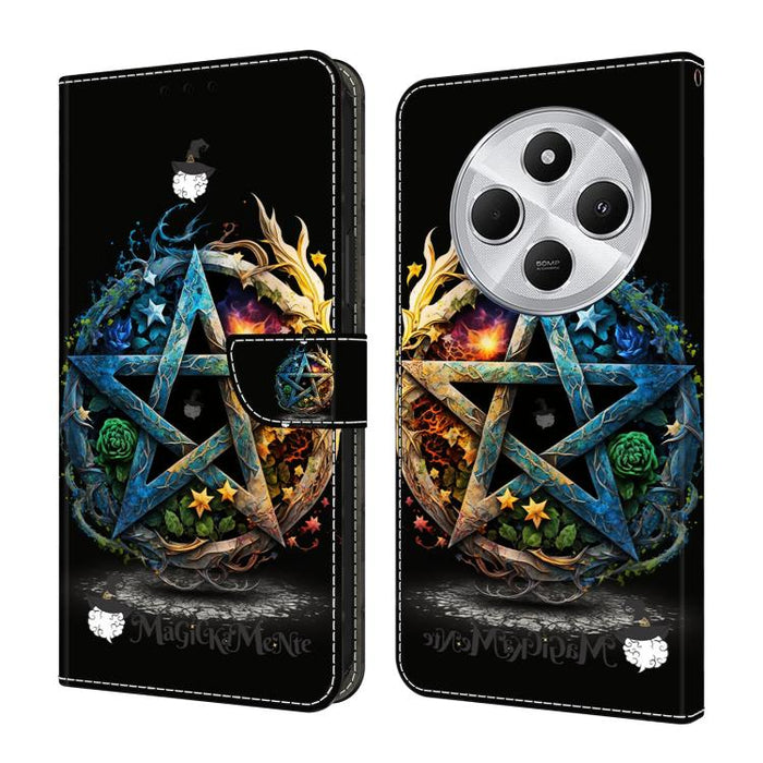 Funda para teléfono de cuero vegano pintado con efecto cristal, For Redmi Note 14 Pro 4G, For Redmi Note 14 4G 163.25mm, For Redmi Note 14 5G, For Redmi Note 14 Pro 5G, For Redmi 14C 4G, For Redmi Note 13 Pro 4G, For Redmi Note 13 4G, For Redmi 13C 4G 5G