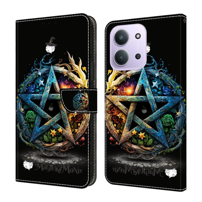 Funda para teléfono de cuero vegano pintado con efecto cristal, For Redmi A7 / A5 4G 171mm / Poco C71, For Redmi A7 Pro 4G / 5G 171mm /Poco C85x 5G, For Redmi Note 15 5G / 4G Global 164mm, For Redmi Note 15 Pro 5G Global 163.6mm                        ...