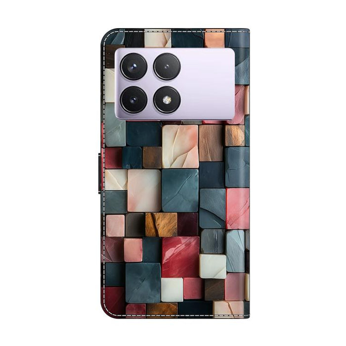 Funda para teléfono de cuero vegano pintado con efecto cristal, For Redmi K70E / Poco X6 Pro, For Redmi Note 13 5G, For Redmi Note 13 Pro+, For Redmi Note 13 Pro 5G