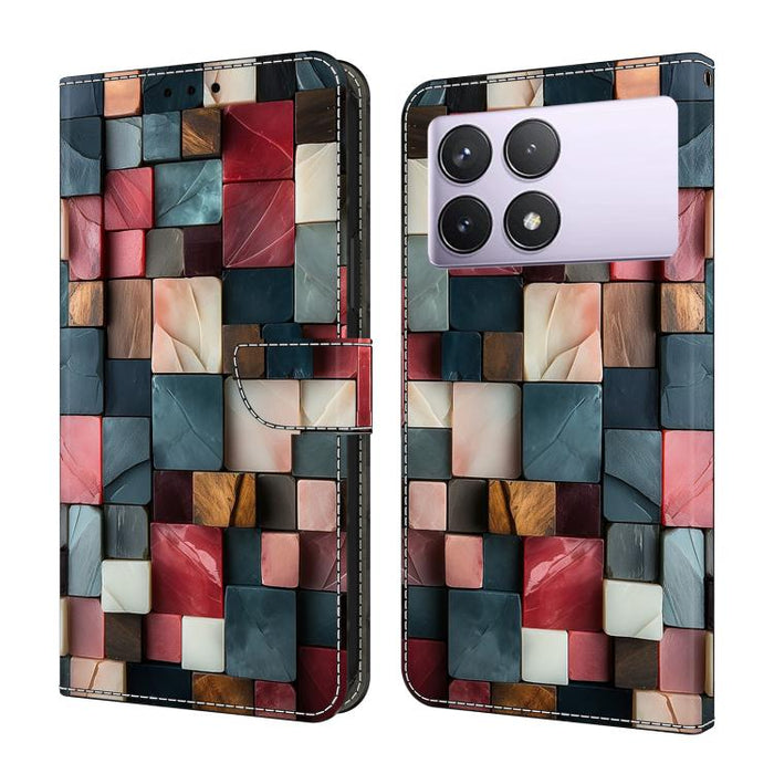 Funda para teléfono de cuero vegano pintado con efecto cristal, For Redmi K70E / Poco X6 Pro, For Redmi Note 13 5G, For Redmi Note 13 Pro+, For Redmi Note 13 Pro 5G