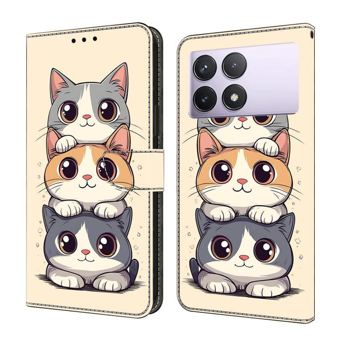 Funda para teléfono de cuero vegano pintado con efecto cristal, For Redmi K70E / Poco X6 Pro, For Redmi Note 13 5G, For Redmi Note 13 Pro+, For Redmi Note 13 Pro 5G