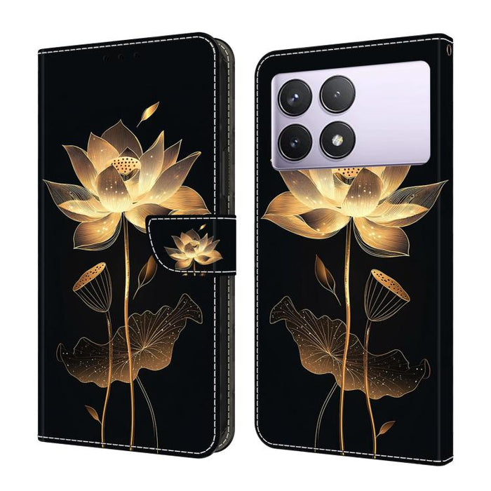 Funda para teléfono de cuero vegano pintado con efecto cristal, For Redmi K70E / Poco X6 Pro, For Redmi Note 13 5G, For Redmi Note 13 Pro+, For Redmi Note 13 Pro 5G