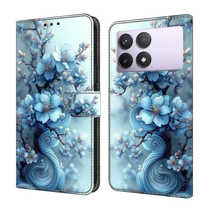 Funda para teléfono de cuero vegano pintado con efecto cristal, For Redmi K70E / Poco X6 Pro, For Redmi Note 13 5G, For Redmi Note 13 Pro+, For Redmi Note 13 Pro 5G