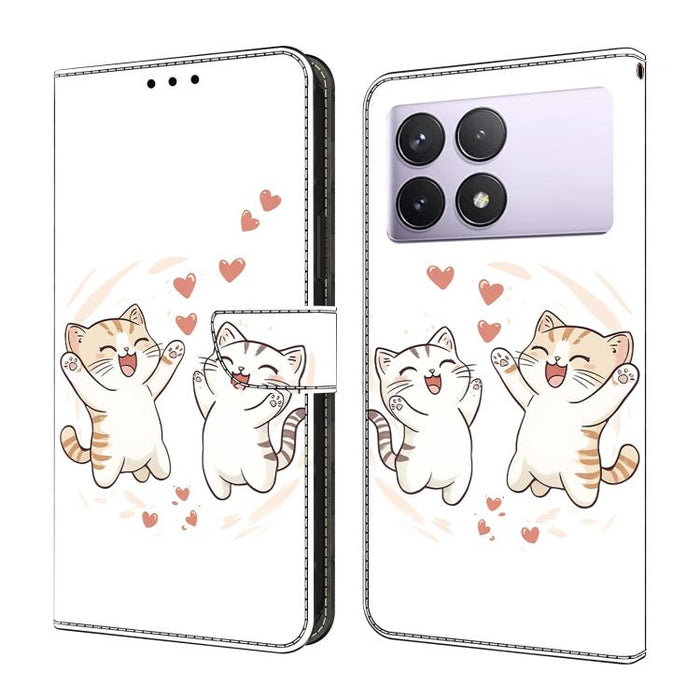 Funda para teléfono de cuero vegano pintado con efecto cristal, For Redmi K70E / Poco X6 Pro, For Redmi Note 13 5G, For Redmi Note 13 Pro+, For Redmi Note 13 Pro 5G