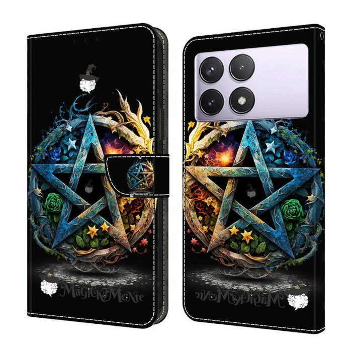 Funda para teléfono de cuero vegano pintado con efecto cristal, For Redmi K70E / Poco X6 Pro, For Redmi Note 13 5G, For Redmi Note 13 Pro+, For Redmi Note 13 Pro 5G