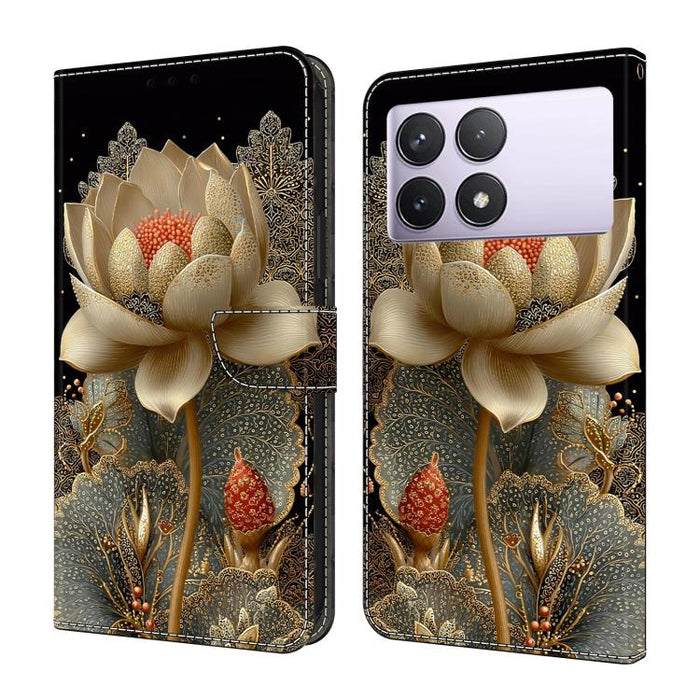 Funda para teléfono de cuero vegano pintado con efecto cristal, For Redmi K70E / Poco X6 Pro, For Redmi Note 13 5G, For Redmi Note 13 Pro+, For Redmi Note 13 Pro 5G