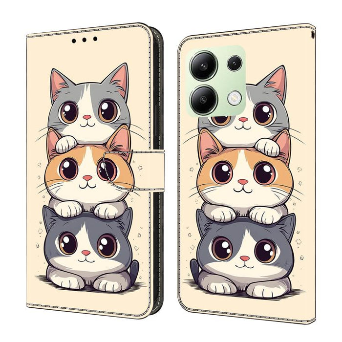 Funda para teléfono de cuero vegano pintado con efecto cristal, For Redmi Note 14 Pro 4G, For Redmi Note 14 4G 163.25mm, For Redmi Note 14 5G, For Redmi Note 14 Pro 5G, For Redmi 14C 4G, For Redmi Note 13 Pro 4G, For Redmi Note 13 4G, For Redmi 13C 4G 5G