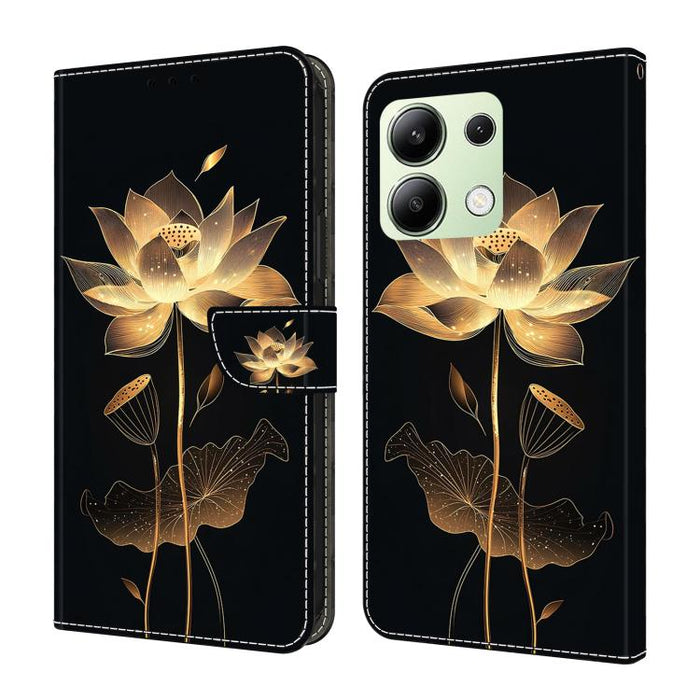 Funda para teléfono de cuero vegano pintado con efecto cristal, For Redmi Note 14 Pro 4G, For Redmi Note 14 4G 163.25mm, For Redmi Note 14 5G, For Redmi Note 14 Pro 5G, For Redmi 14C 4G, For Redmi Note 13 Pro 4G, For Redmi Note 13 4G, For Redmi 13C 4G 5G