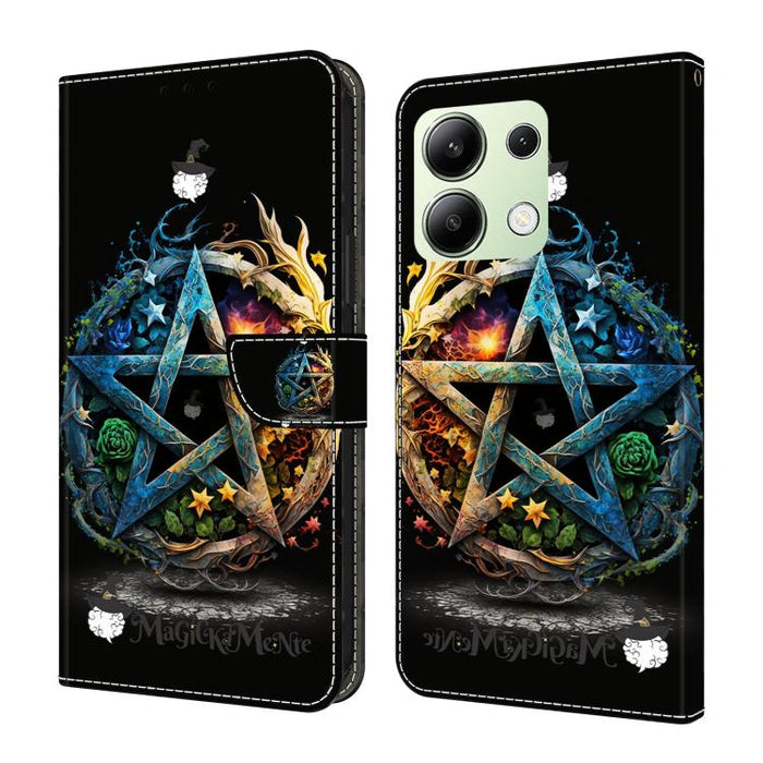 Funda para teléfono de cuero vegano pintado con efecto cristal, For Redmi Note 14 Pro 4G, For Redmi Note 14 4G 163.25mm, For Redmi Note 14 5G, For Redmi Note 14 Pro 5G, For Redmi 14C 4G, For Redmi Note 13 Pro 4G, For Redmi Note 13 4G, For Redmi 13C 4G 5G