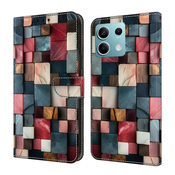 Funda para teléfono de cuero vegano pintado con efecto cristal, For Redmi K70E / Poco X6 Pro, For Redmi Note 13 5G, For Redmi Note 13 Pro+, For Redmi Note 13 Pro 5G