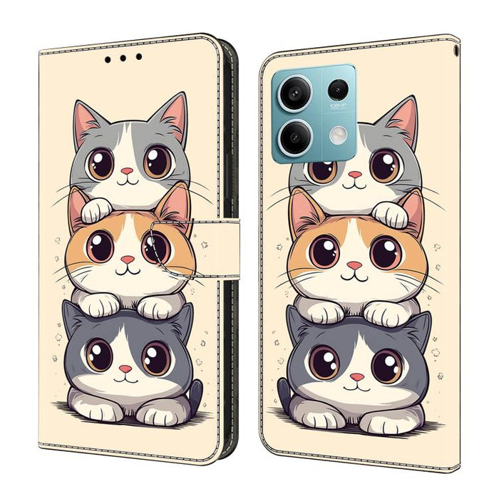 Funda para teléfono de cuero vegano pintado con efecto cristal, For Redmi K70E / Poco X6 Pro, For Redmi Note 13 5G, For Redmi Note 13 Pro+, For Redmi Note 13 Pro 5G