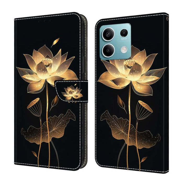 Funda para teléfono de cuero vegano pintado con efecto cristal, For Redmi K70E / Poco X6 Pro, For Redmi Note 13 5G, For Redmi Note 13 Pro+, For Redmi Note 13 Pro 5G