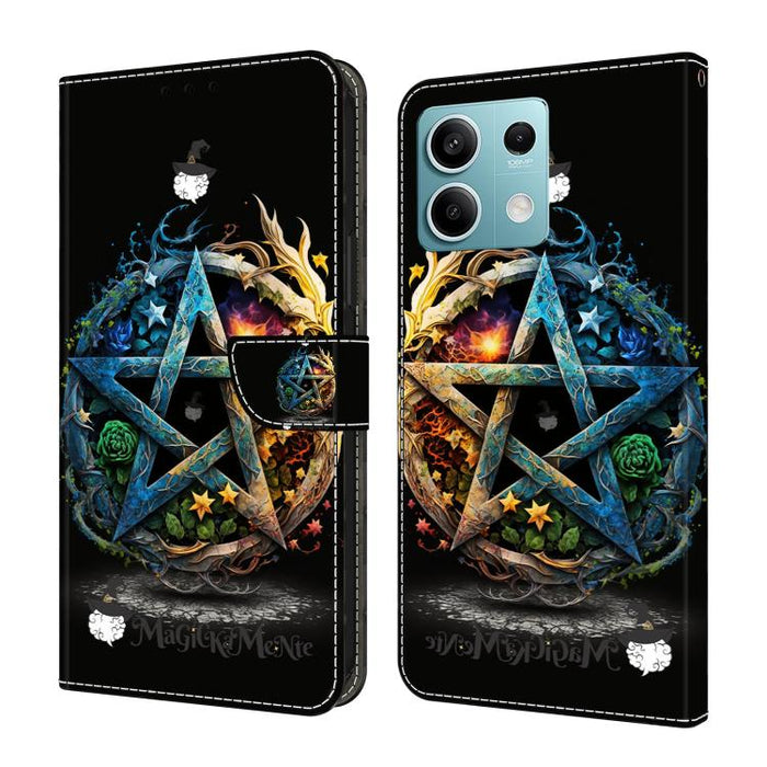 Funda para teléfono de cuero vegano pintado con efecto cristal, For Redmi K70E / Poco X6 Pro, For Redmi Note 13 5G, For Redmi Note 13 Pro+, For Redmi Note 13 Pro 5G