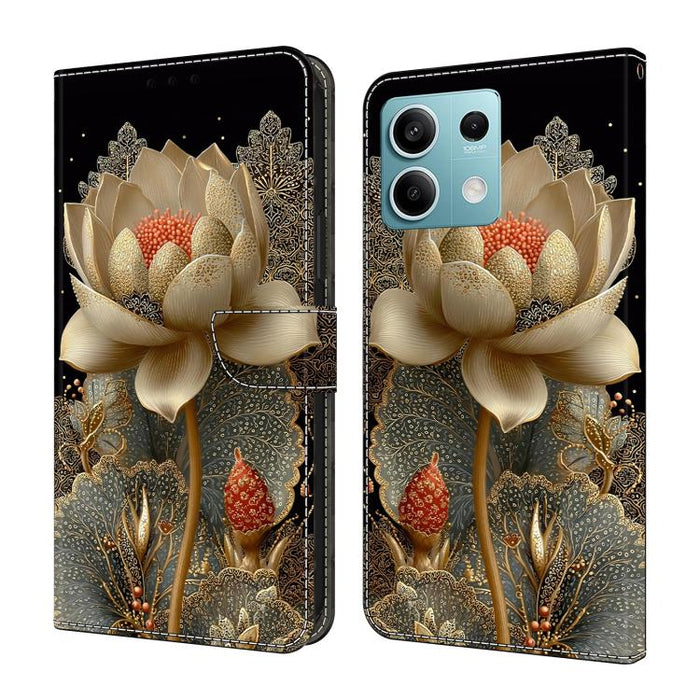 Funda para teléfono de cuero vegano pintado con efecto cristal, For Redmi K70E / Poco X6 Pro, For Redmi Note 13 5G, For Redmi Note 13 Pro+, For Redmi Note 13 Pro 5G
