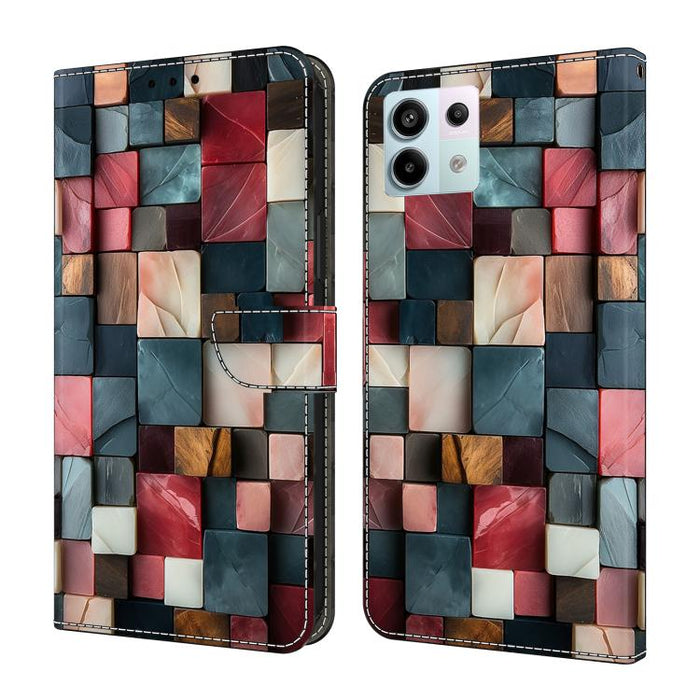 Funda para teléfono de cuero vegano pintado con efecto cristal, For Redmi K70E / Poco X6 Pro, For Redmi Note 13 5G, For Redmi Note 13 Pro+, For Redmi Note 13 Pro 5G