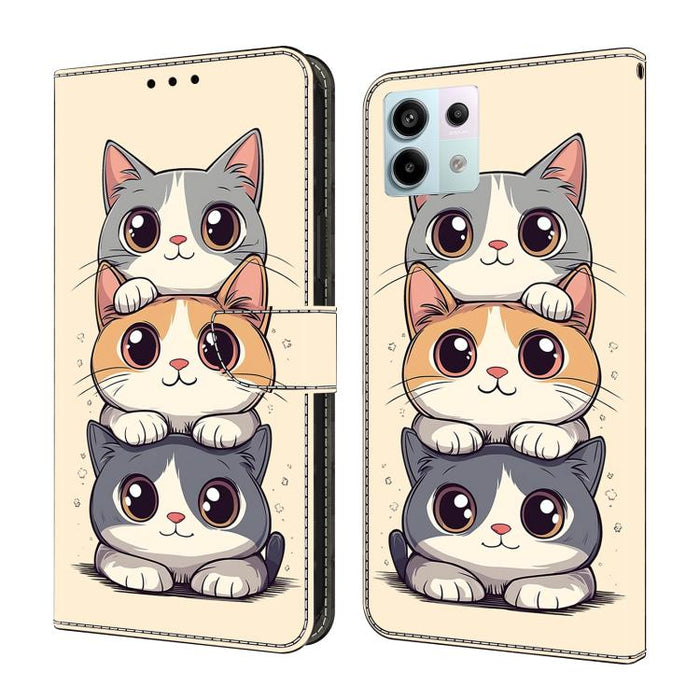 Funda para teléfono de cuero vegano pintado con efecto cristal, For Redmi Note 14 Pro 4G, For Redmi Note 14 4G 163.25mm, For Redmi Note 14 5G, For Redmi Note 14 Pro 5G, For Redmi 14C 4G, For Redmi Note 13 Pro 4G, For Redmi Note 13 4G, For Redmi 13C 4G 5G