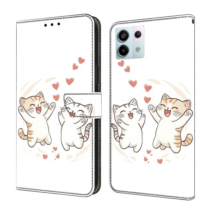 Funda para teléfono de cuero vegano pintado con efecto cristal, For Redmi K70E / Poco X6 Pro, For Redmi Note 13 5G, For Redmi Note 13 Pro+, For Redmi Note 13 Pro 5G